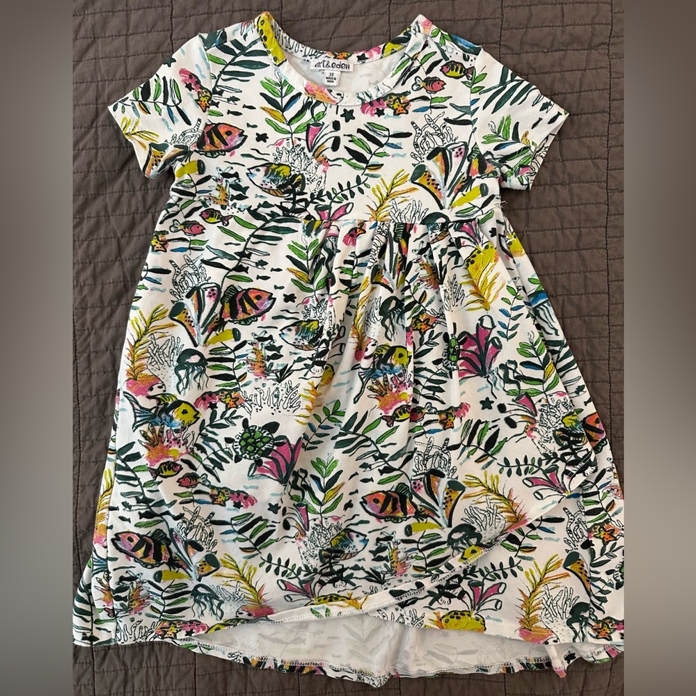 Art & Eden Ocean Fish Print Dress swing twirl colorful  cotton 3T